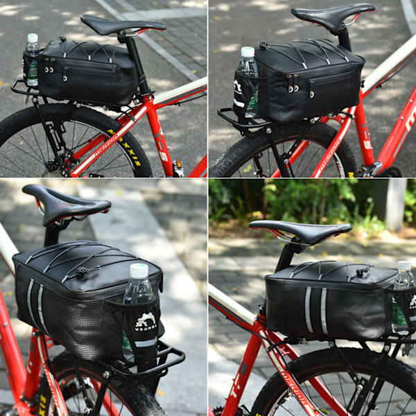 Stor Kapacitet Håndtaske Cykel Bagagebærer Taske til Cykelture/Pendling/Shopping Black