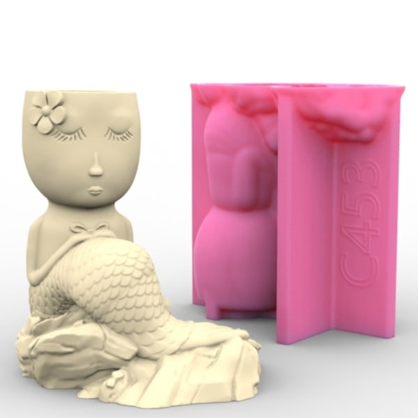 Mermaids Epoxihartsform Form Pot Form DIY-dekorationsverktyg 2