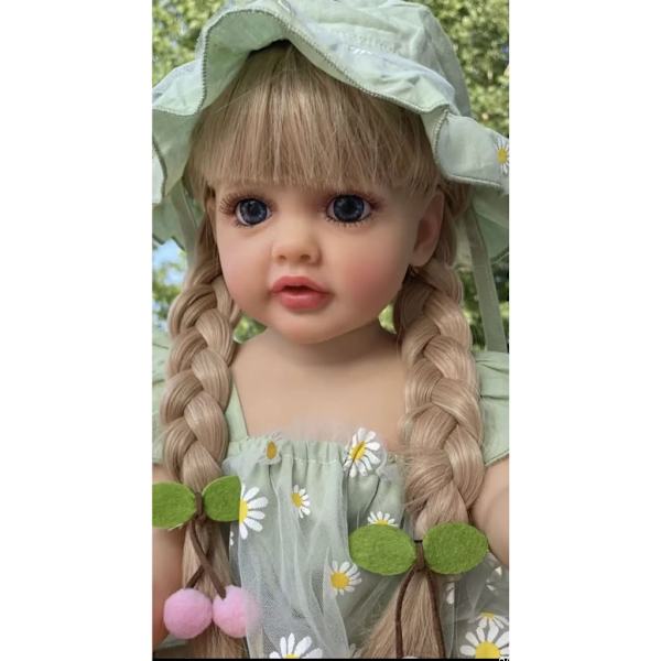 21'' Reborns Doll Life Like Girl Doll Småbarnsinteraksjonsleketøy Vanntett silikondukke som ser ekte ut med åpne øyne