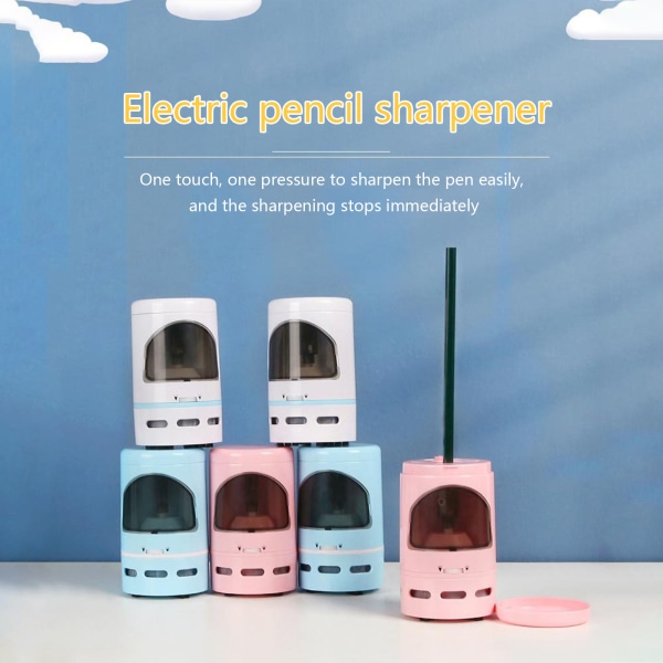 Dammsepande elektrisk pennvässare 2 i 1 bärbar för färgad träpenna White