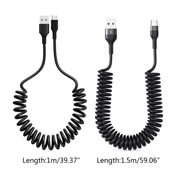 66W USB C-kabel 5A snabbladdningskabel USB A till USB C Mobiltelefonladdarsladd trasselfri USB C-kabeltillbehör 1.5m black