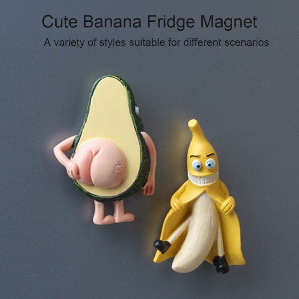 Söta kylskåpsmagneter Frukt Banan och avokado Roliga magneter för kylskåp Whiteboards Heminredning Magnetiska föremål 3D-present null - 2