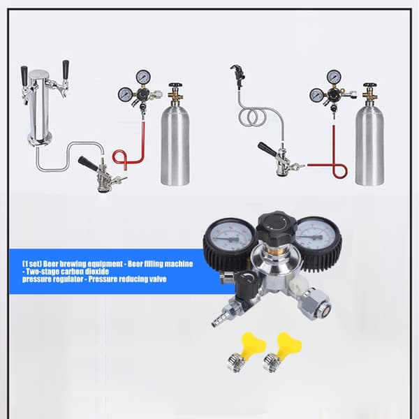 CO2 Regulatorventiler 5/16in Regulator Dobbelttrins Trykreducerende Ventiler