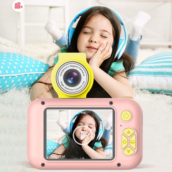 Barnkamera Leksaker Barn Digitalkamera 1080P Barn Jul Födelsedag Festival Present 4000W Pixels Selfie Videokamera White 32G