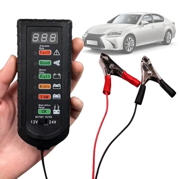 Digital batteritester for 12V 24V-systemer, lett ABS-konstruksjon
