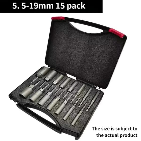 5,5-19 mm Sokkeladapter Borbit Muttertrekker Sett 1/4 tommers Heksagonal Muttertrekker