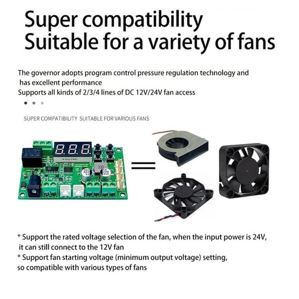 DC12V Vifte Temperaturkontrollmodul for 12V 24V Kjølesystemer