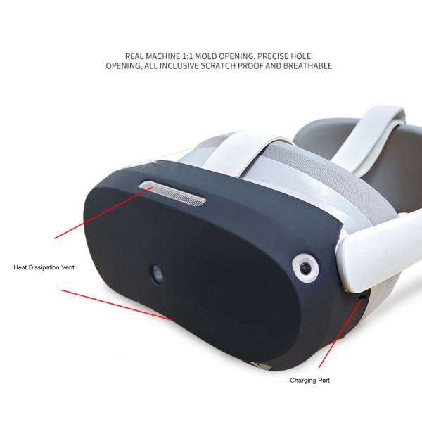 Silikonheadsetfodral Skyddsskal Antikastfodral för Pico 4 VR Headset Slitstarkt silikonfodraltillbehör Black