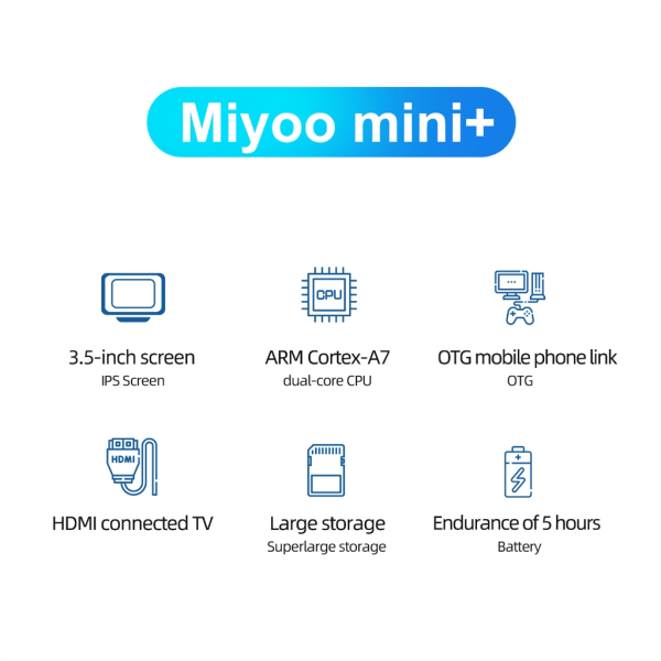 Kompakt Miyoo Mini Plus+ spelenhet kompatibel för RPG-älskare USB -gränssnitt med trådlös anslutning Stöd för wifi Black - 128G