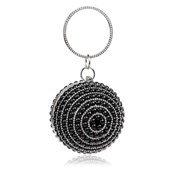Kvinnors kvällsväska Rund Ball Bröllopshandväska Artificiell pärlväska Party Brud Clutch Silver