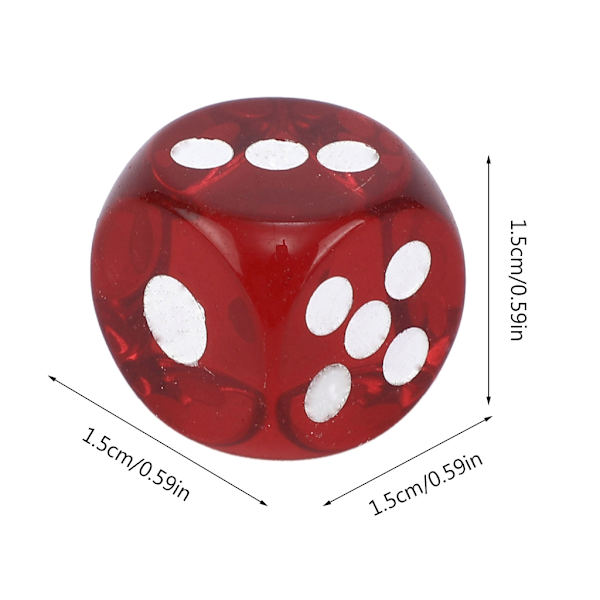 6-sidig tärning, standardspelstärning för brädspel, tärningsspel, matematiktärning, presenter K9 Red Glass