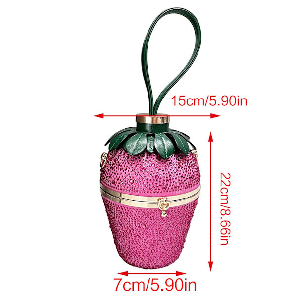 Strawberry Iltalaukku Mansikan muotoinen Clutch Käsilaukku Häät Olkalaukut Green