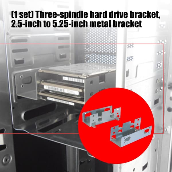 2,5 til 5,25 harddisk monteringsbeslag, 3-bås metal interne lageradaptere