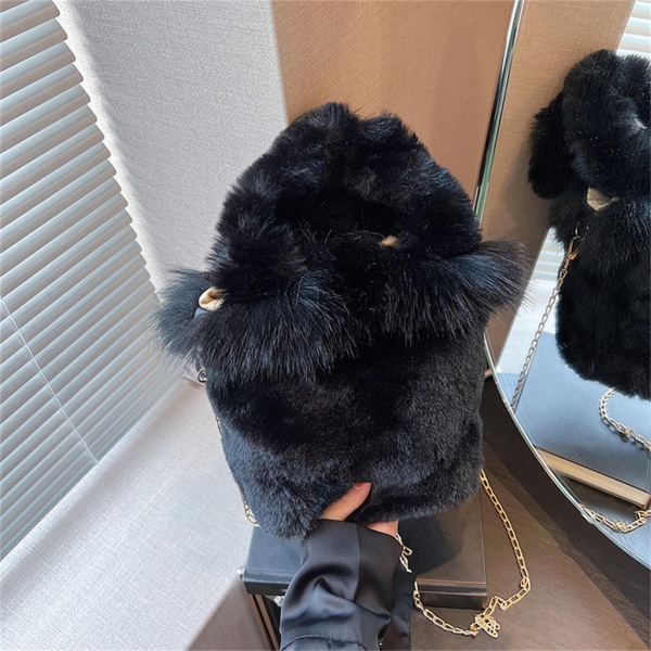 Mångsidig Crossbody-väska Trendig väska Vinter axelväska Kedjeväska Black