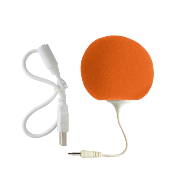 Lätt söt ljudhögtalare Sponge Ball-högtalare 3,5 mm jack för hushållspresent Orange