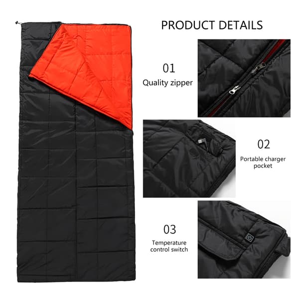 Opvarmet Camping Sengelinned Polyester Sovepose Justerbar Elastisk Snøre