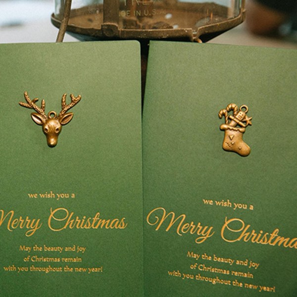 10 st/paket julhälsningskort Vintage gyllene mönster julkort tomt inuti Presenttillbehör till vän null - Christmas boots