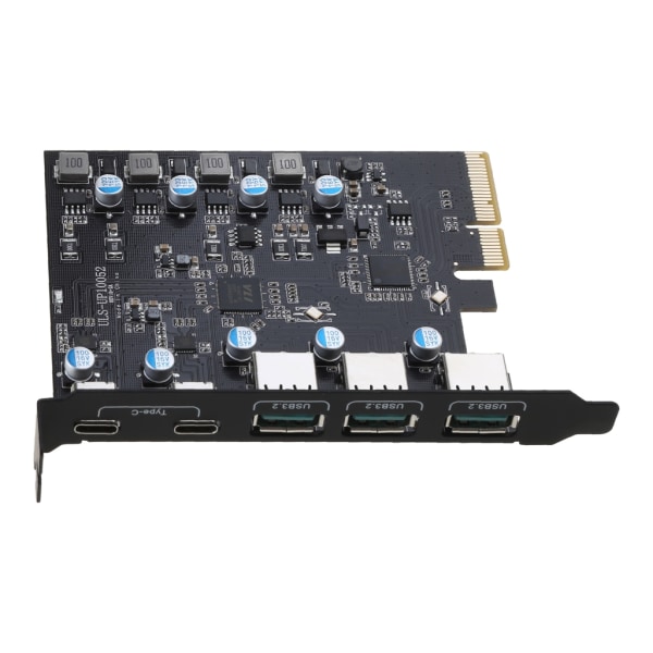 PCIe till USB 3.2 Gen 2 expansionskort 20 Gb bandbredd 5-portar (3X USB-A -2X USB-C) Converter PCIE Splitter för Windows 10/8