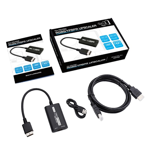 HDTV Adapter Converter RGB-YPbPr Upscaler 16:9/4:3 Aspect Ratio Switching 1080P HDMI-kompatibel adapter Passer til PS1 PS2