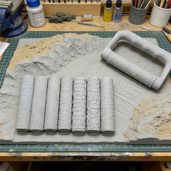 Mini Scene Texture Roller Set med 12 ruller og håndtaksverktøy