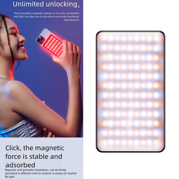 Modificerbart farvevideolys 84 LED-perler Cold Shoe Link Konsistent DSLR Mobile enheder