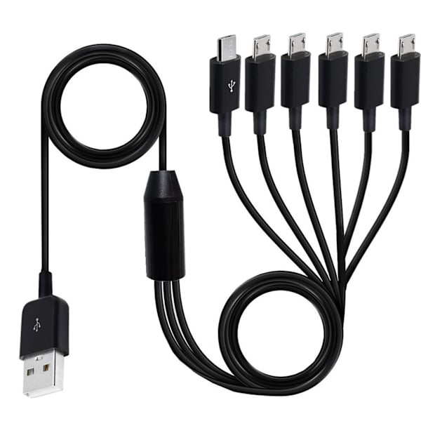 USB2.0 Typ A Hane till 6 Micro USB Hane Data Laddningskontakt Kabel Synk Power för telefon höghastighets