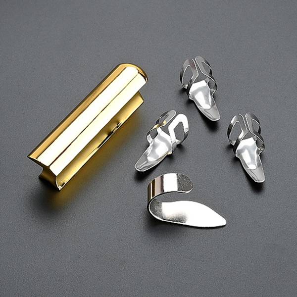 Metallgitarr Slide Elektrisk Gitarr Slide med 3 Finger Picks och 1 Tum Pick Gold