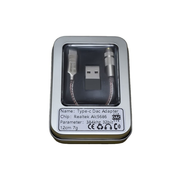 ALC5686 USB C DAC hörlursadapter 32bit386kHz Hifi DSD600ohm högförstärkare-typ C till 3,5 mm-jack Mobiltillbehör Boxed USB head