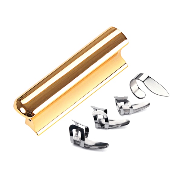 Metallgitarr Slide Elektrisk Gitarr Slide med 3 Finger Picks och 1 Tum Pick Gold