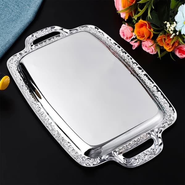 Rostfri bricka display tallrik hotell restaurang serveringsfat silver