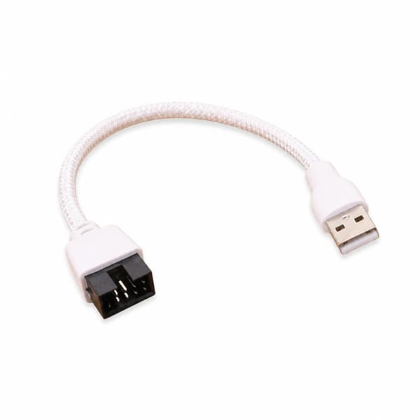 USB A Header-kabel, 20 cm 9-pinners hvit hylsetråd for stasjonær PC