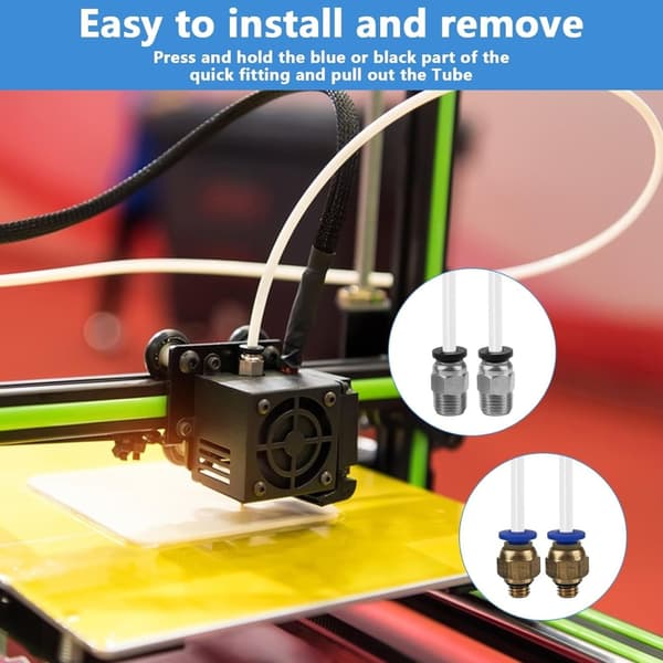 PTFE Bowden-rørsett 2,5 mm 4 mm OD med kutter for 3D-skriverfilament
