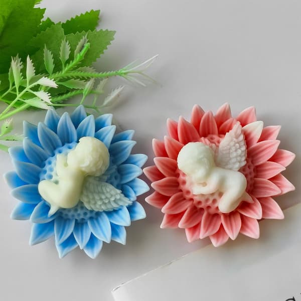Handgjorda Ljusformar 3D Blomma Silikonformar Babyformar Gipsformar