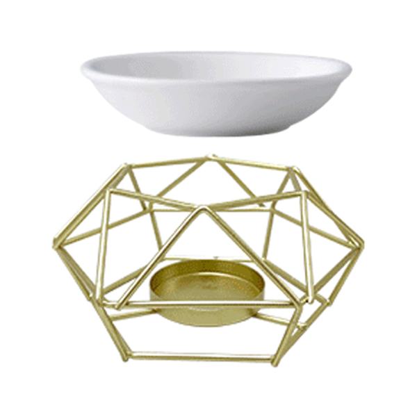 Nordic Geometric Ljushållare Smidesjärn Ljusstake med rökelse Skål Set för Hem Bröllop Födelsedagsfest Desktop