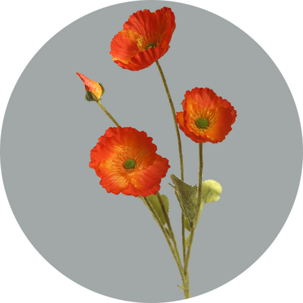 Simulering fyrhövdade vallmo konstgjorda blommor falska vallmoblomma för w/ 4Ste Orange