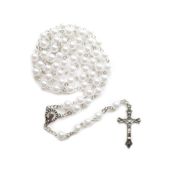Retro män kvinnor rosenkrans halsband Jesus för kors hänge kristen religiös jude White