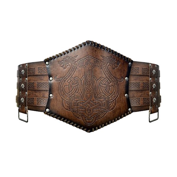 Vikingpräglad brett bälte nordisk konstläder rustning bälte Halloween kostym Brown