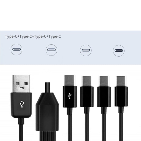 Multi USB C splitterkabel 4 i 1 snabbladdningssladdkabel med 4 Typ-C hanportar för telefoner surfplattor