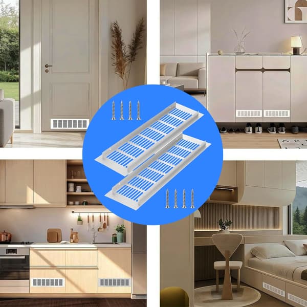 2-pack breda rektangulära ventilationsgaller, lätta att installera