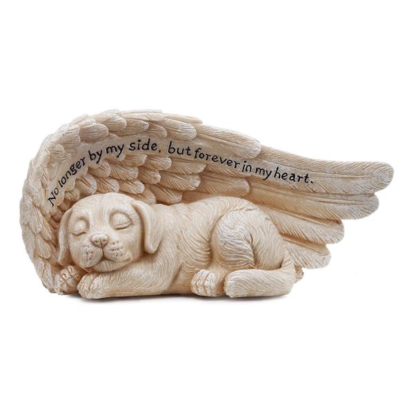 Haveengel Pet Statue Ornamenter Hunde Angel Pet Memorial Grave Marker Statue Indendørs/udendørs Plæne Dekoration Smuk