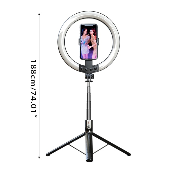 Bluetooth-kompatibel Selfie Stick med hopfällbart stativ & Led Fill Light Shutter Fjärrkontroll Professionell fotografering