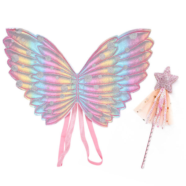 Pink Angel Wings/Fairy Wand til Butterfly Kostume Festrekvisitter Prank Lolita Dressup Cloth Accs Piger Underholdning Indretning