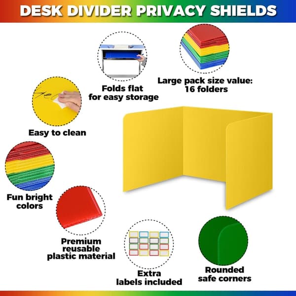 4Pieces Classroom Privacy Shields Skrivebordsopdelere Student Study Carrel til Student Desks, Classroom Desk Privacy Folders null - C