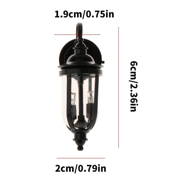 Miniature Sort Væglampe 1/12 Dukkehus Tilbehør til Have Veranda Dekorationer