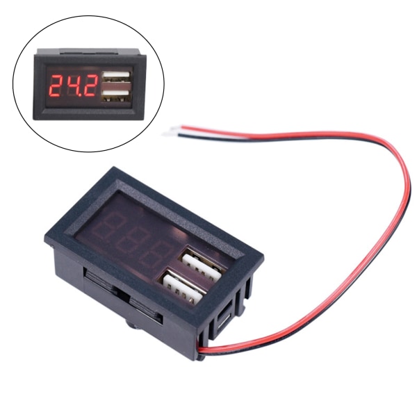 LED Digital Display Voltmeter Dual USB Output Voltage Meter Batteri Tester Panel