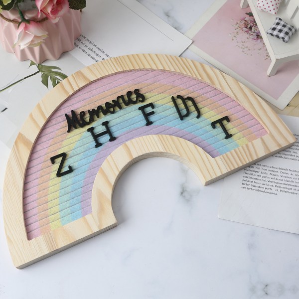 Rainbow Letter Board Rustik träram Filt anslagstavlor med bokstäver siffror Set för bondgårds väggdekoration M