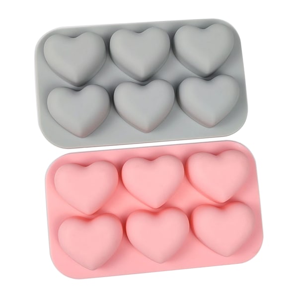 6 håligheter Silikonformar Molds Bakning Fondantformar Hjärtformade Pink