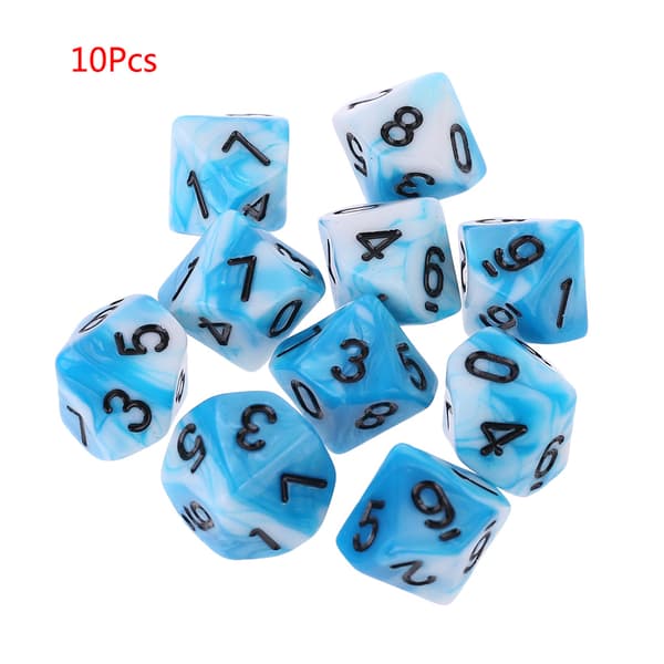 10 stk./sæt 10-sidet D10 polyhedral terninger numre urskiver desktop bordspil 4