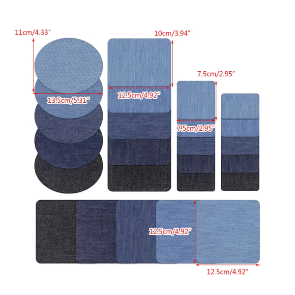 5/25x jeans jeanslappar för jeanskläder Reparation av hål och dekoration Självhäftande reparationsplåster Rektangulär lapp null - A