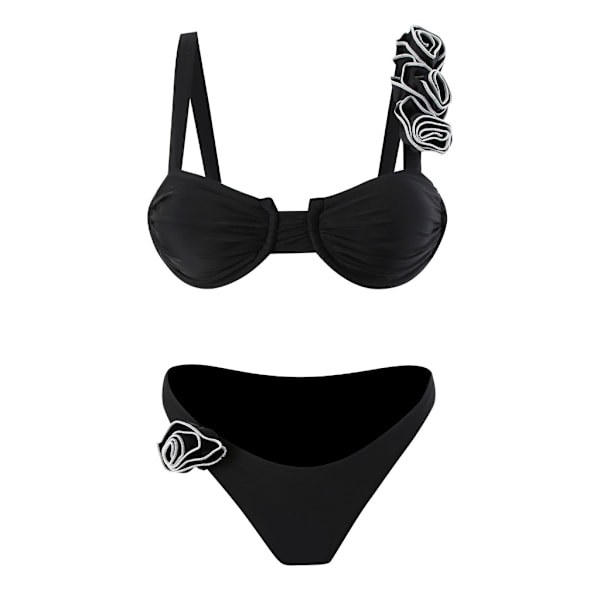 Kvinnors Två Delar Badkläder Hög Midja Botten Bikinis Badkläder Purple M